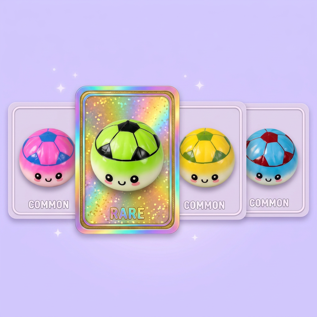 Mystery Dumpling Squishy Edición Fútbol — tabla de rarezas (común, raro, ultra raro)