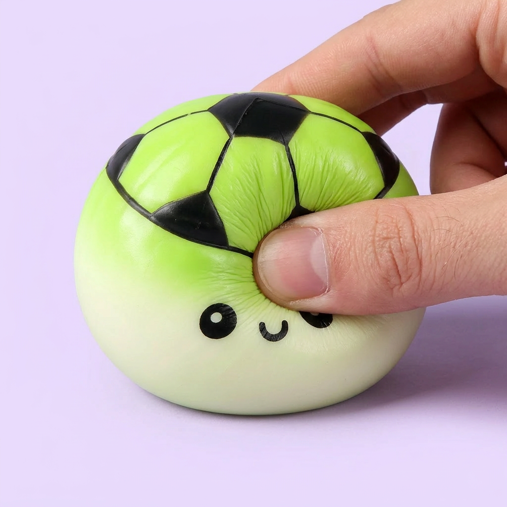 Mystery Dumpling Squishy Edición Fútbol — efecto slow-rise, la espuma recupera su forma
