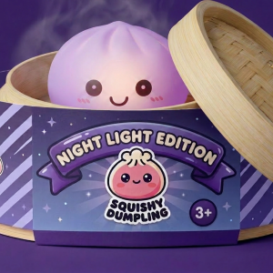 Mystery Squishy Dumpling Luminoso en su cesta de vapor de bambú