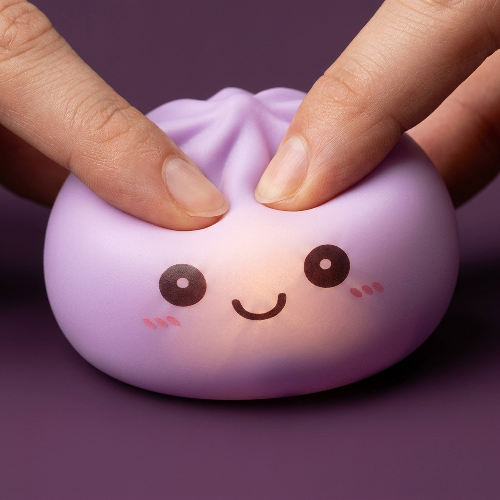 Mystery Squishy Dumpling Luminoso — efecto slow-rise, la espuma recupera su forma