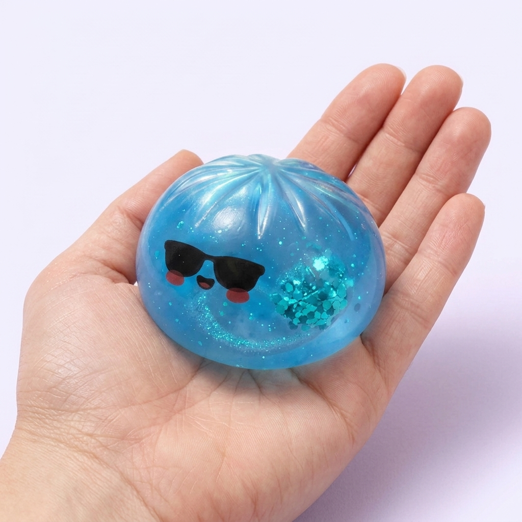 Mystery Dumpling Squishy Edición Verano en la mano, tamaño real