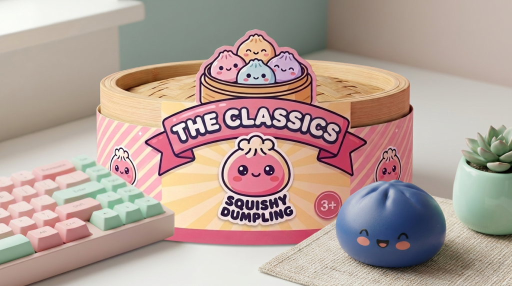 Navy Dumpling Squishy Azul Marino Medianoche en un ambiente de escritorio