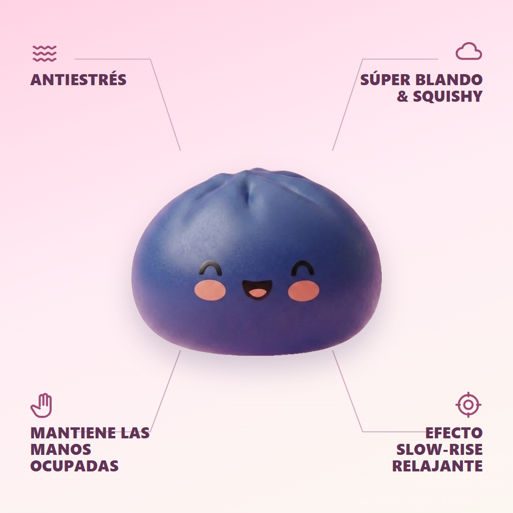 Navy Dumpling Squishy Azul Marino Medianoche — antiestrés, ultra blando, efecto slow-rise
