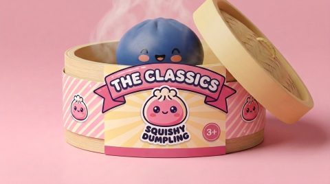 Navy Dumpling Squishy Azul Marino Medianoche en su cesta de vapor de bambú