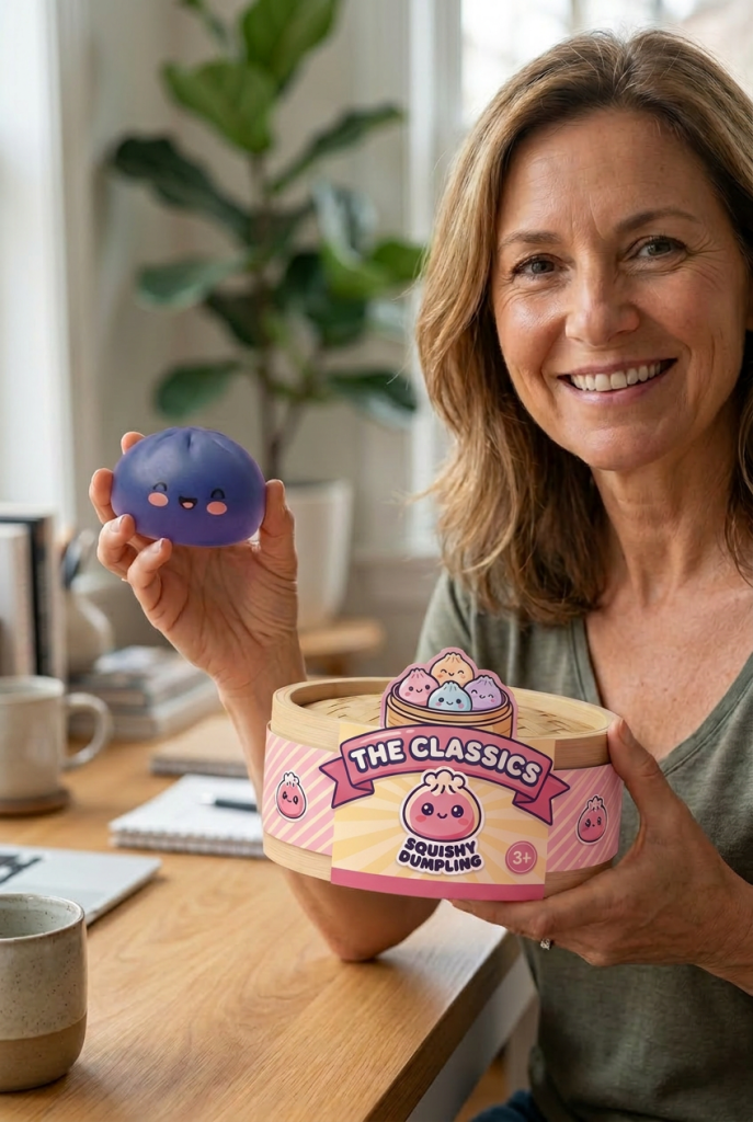 Navy Dumpling Squishy Azul Marino Medianoche con su cesta de vapor de bambú