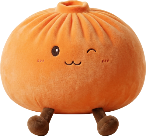Giant Dumpling Squishy Naranja de Peluche — cojín gigante de peluche kawaii