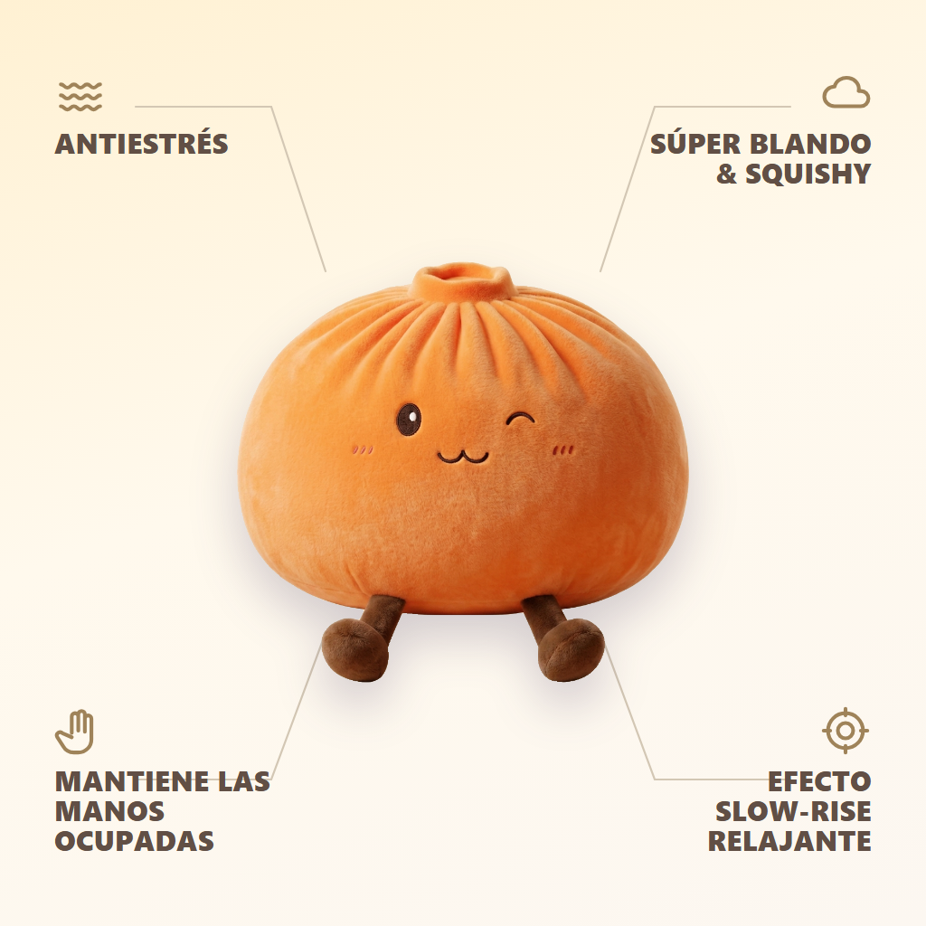 Giant Dumpling Squishy Naranja de Peluche — antiestrés, ultra blando, efecto slow-rise
