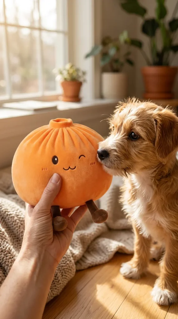 Giant Dumpling Squishy Naranja de Peluche y un animal
