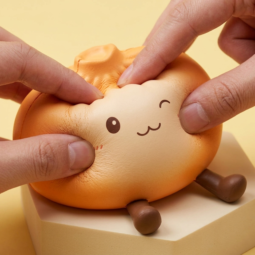 Giant Dumpling Squishy Naranja de Peluche — efecto slow-rise, la espuma recupera su forma