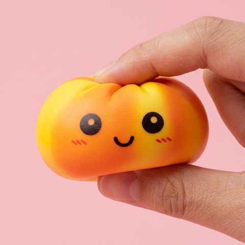 Squishy Dumpling Tie Dye Naranja Atardecer apretado, material squishy