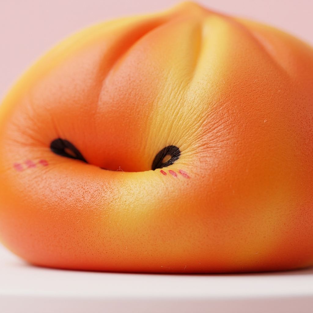 Squishy Dumpling Tie Dye Naranja Atardecer — primer plano macro de la textura