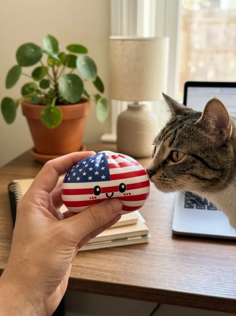 Squishy Dumpling USA Bandera Americana y un animal
