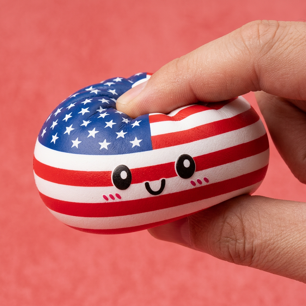 Squishy Dumpling USA Bandera Americana — efecto slow-rise, la espuma recupera su forma