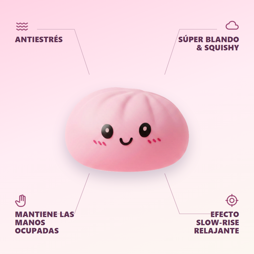 Pink Dumpling Squishy Flor de Cerezo — antiestrés, ultra blando, efecto slow-rise