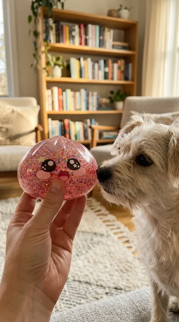 Galaxy Dumpling Squishy Rosa Kawaii y un animal
