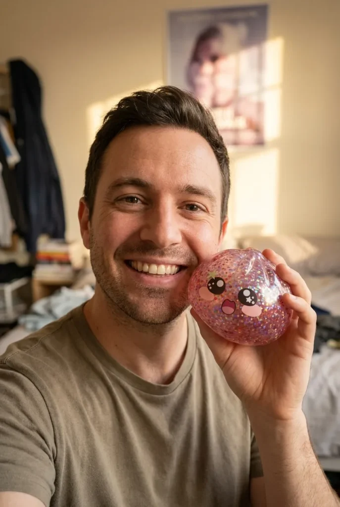 Galaxy Dumpling Squishy Rosa Kawaii cerca de la cara