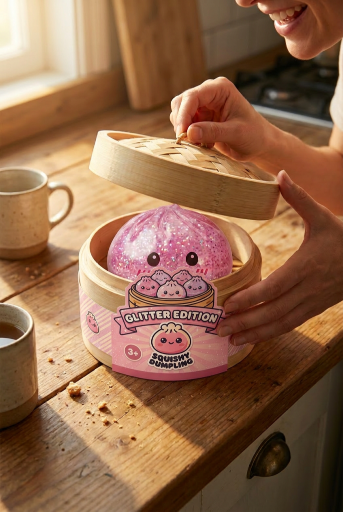 Unboxing de Glitter Dumpling Squishy Rosa Kawaii