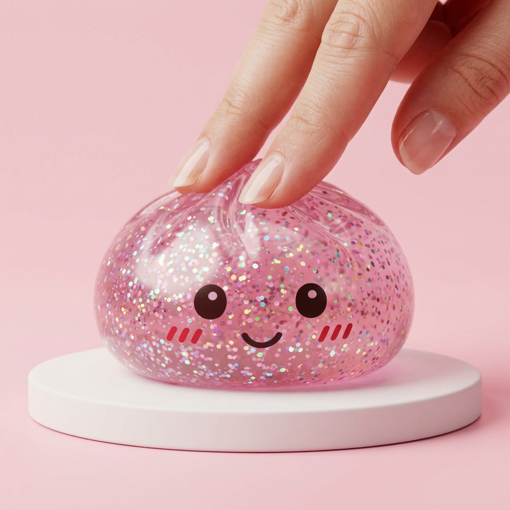 Glitter Dumpling Squishy Rosa Kawaii apretado, material squishy