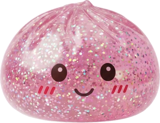 Glitter Dumpling Squishy Rosa Kawaii — squishy antiestrés slow-rise kawaii
