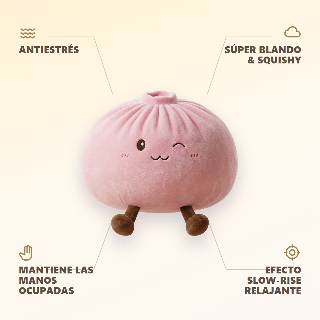 Squishy Dumpling Toy Rosa Gigante — antiestrés, ultra blando, efecto slow-rise