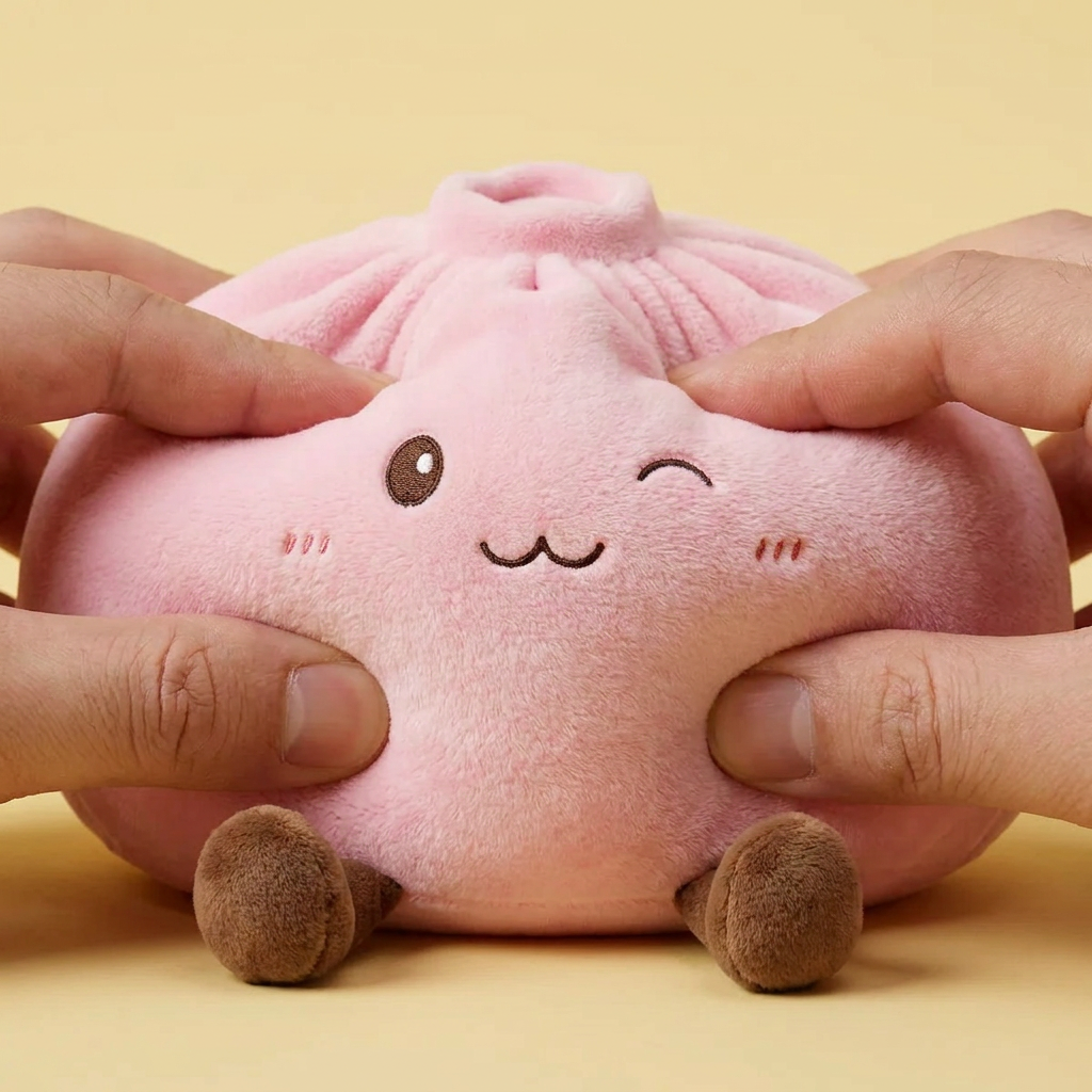 Squishy Dumpling Toy Rosa Gigante — efecto slow-rise, la espuma recupera su forma