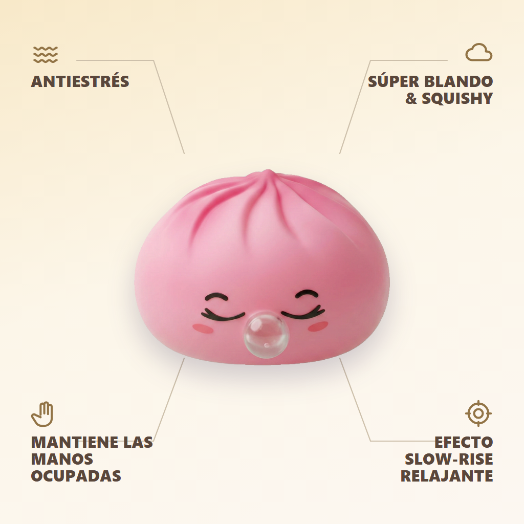 Dumpling Squishy Rare Blow Rosa — antiestrés, ultra blando, efecto slow-rise