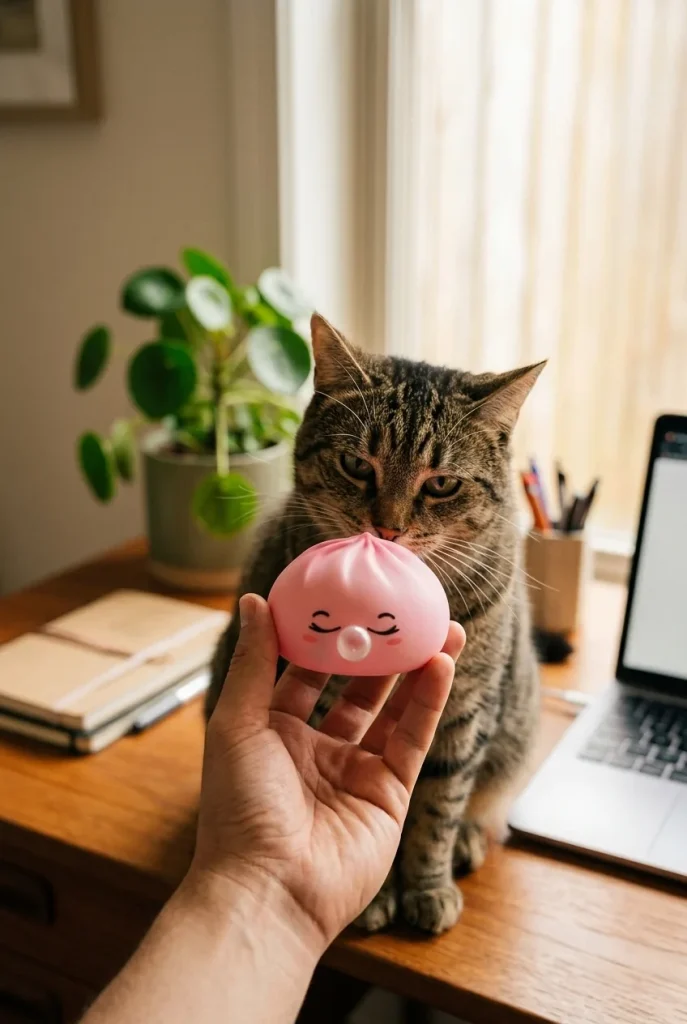 Dumpling Squishy Rare Blow Rosa y un animal