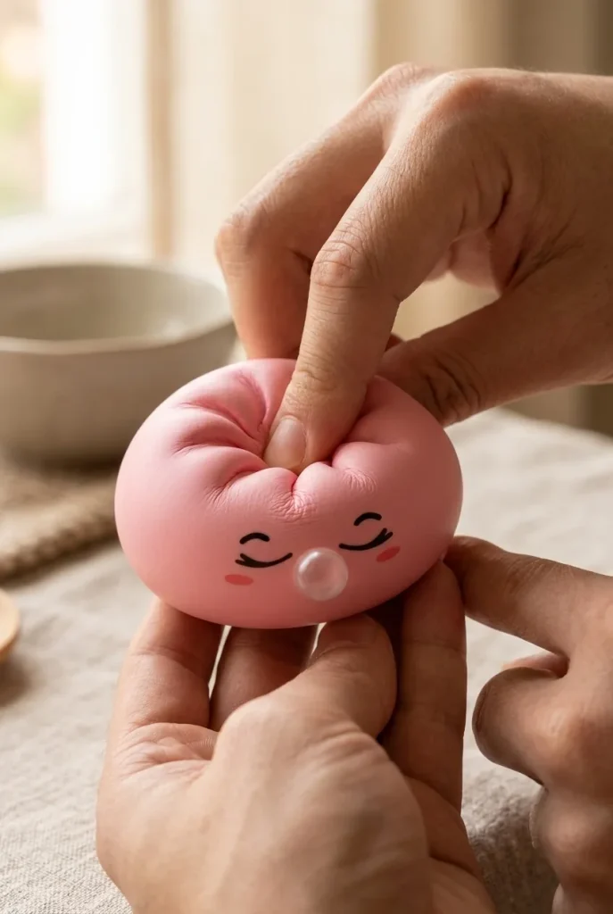 Dumpling Squishy Rare Blow Rosa apretado entre los dedos