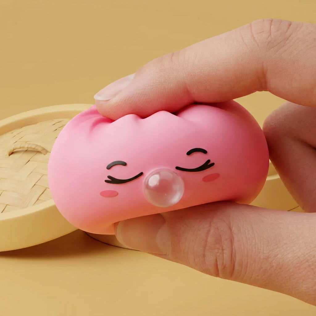 Dumpling Squishy Rare Blow Rosa — efecto slow-rise, la espuma recupera su forma