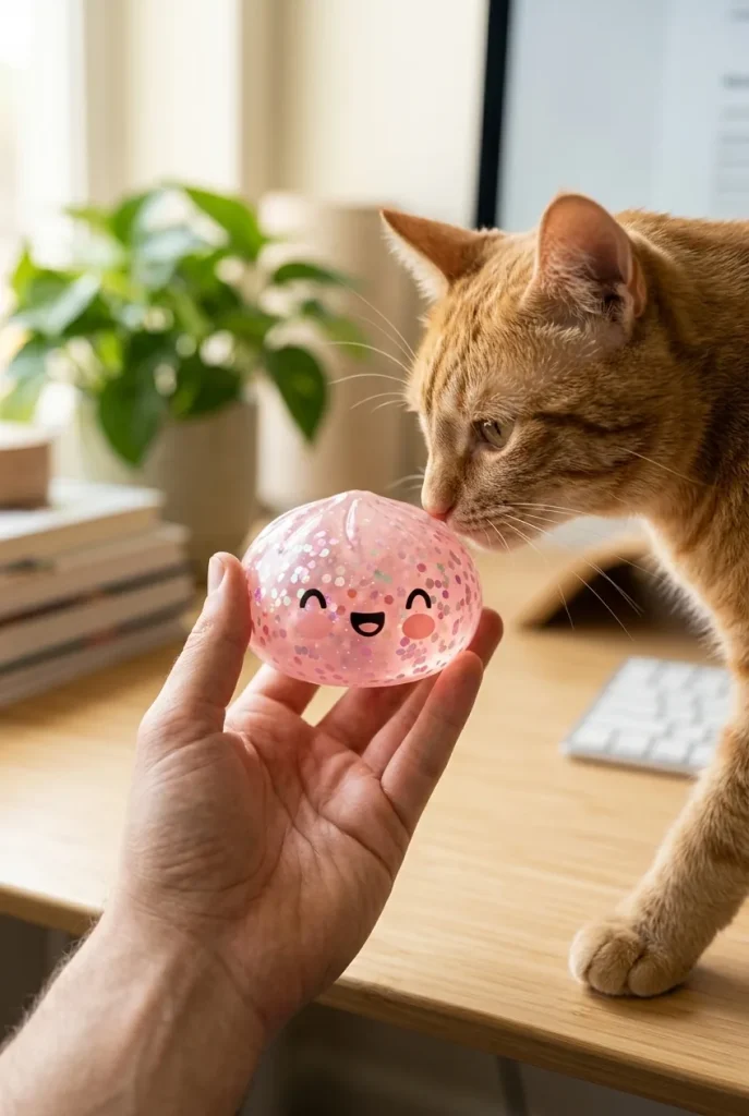 Dumpling Squishy Rose Sparkle Bubblegum y un animal