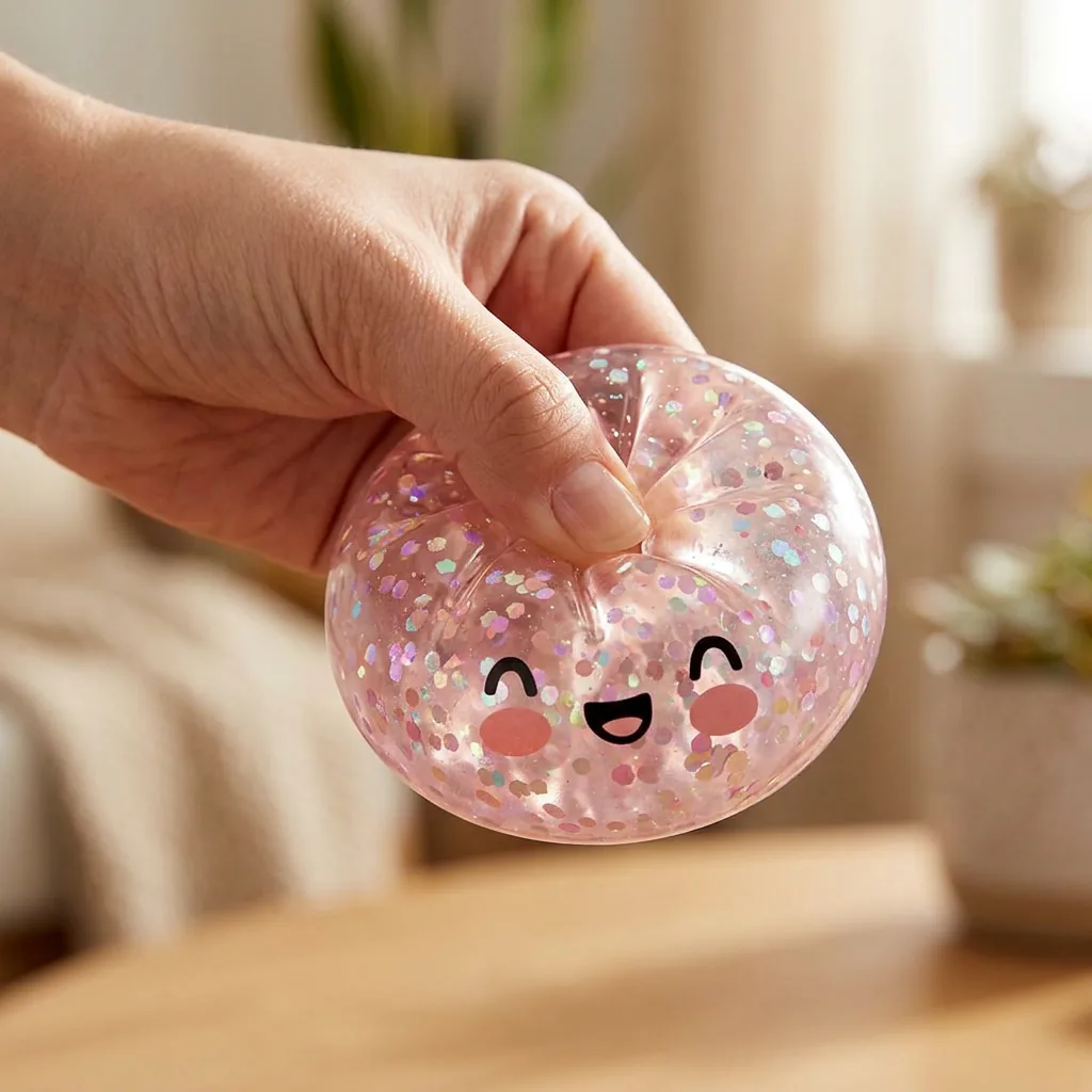 Dumpling Squishy Rose Sparkle Bubblegum apretado entre los dedos