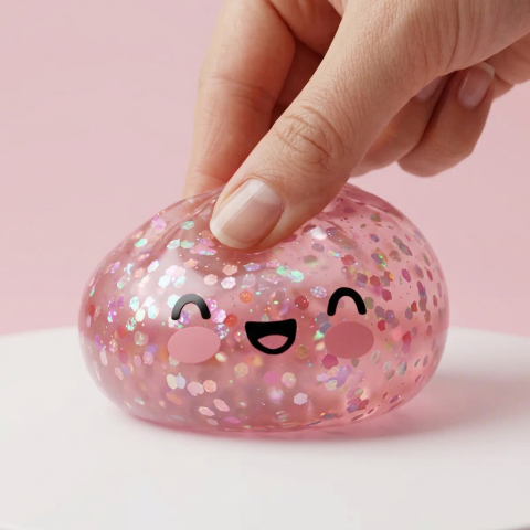 Dumpling Squishy Rose Sparkle Bubblegum — efecto slow-rise, la espuma recupera su forma