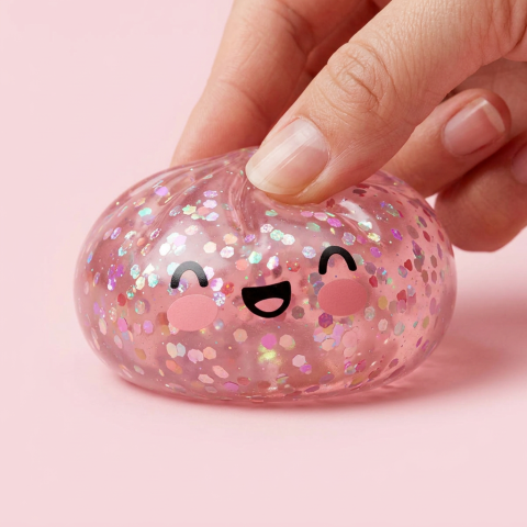 Dumpling Squishy Rose Sparkle Bubblegum apretado, material squishy