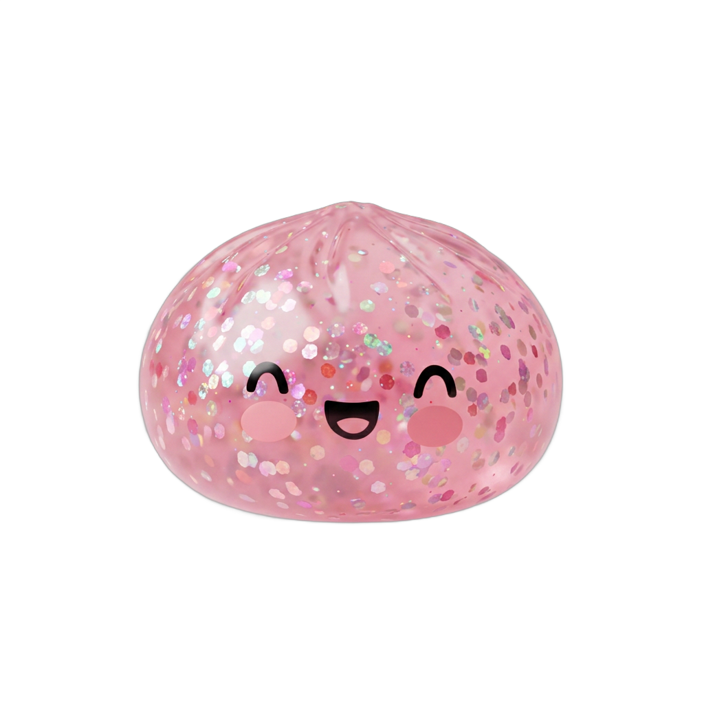 Dumpling Squishy Rose Sparkle Bubblegum — squishy antiestrés slow-rise kawaii