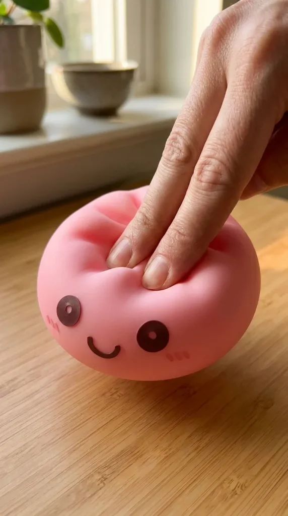 Dumpling Squishy Luz Nocturna Rosa apretado entre los dedos