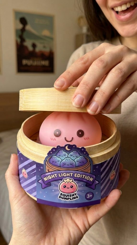Unboxing de Dumpling Squishy Luz Nocturna Rosa