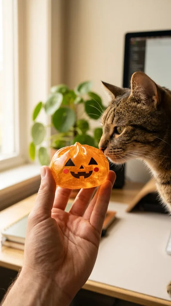 Squishy Dumpling Citrouille Halloween Luminoso y un animal