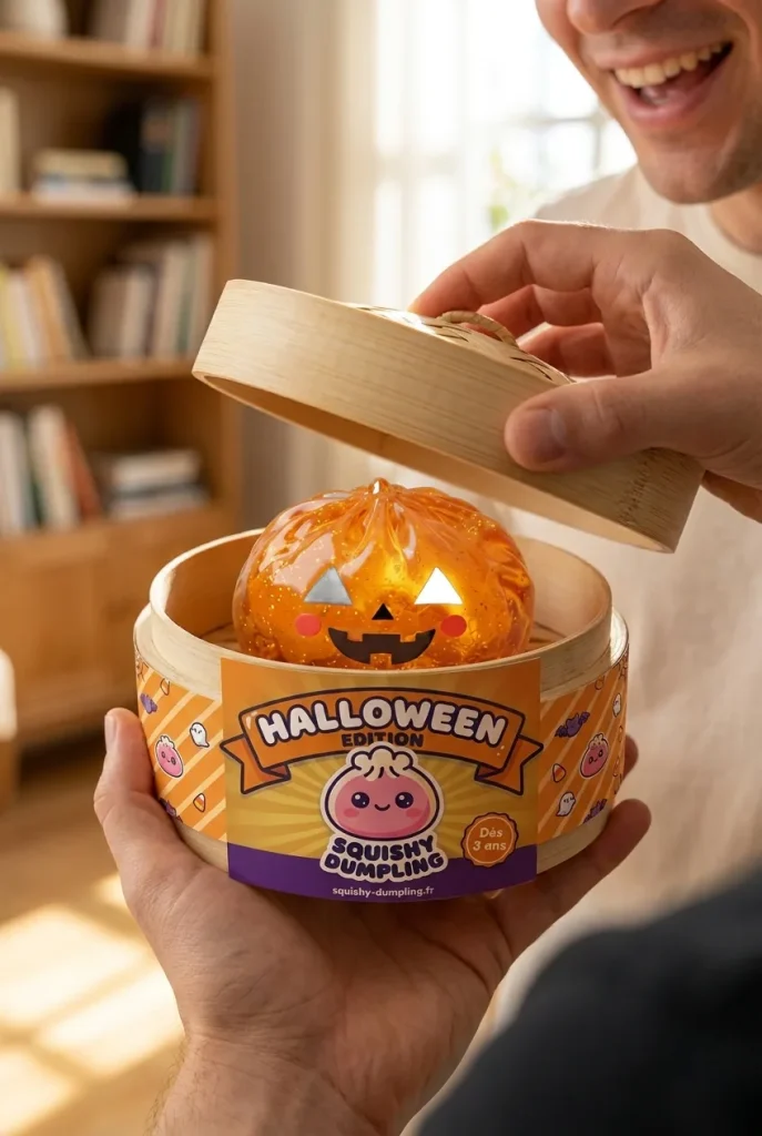 Unboxing de Squishy Dumpling Citrouille Halloween Luminoso