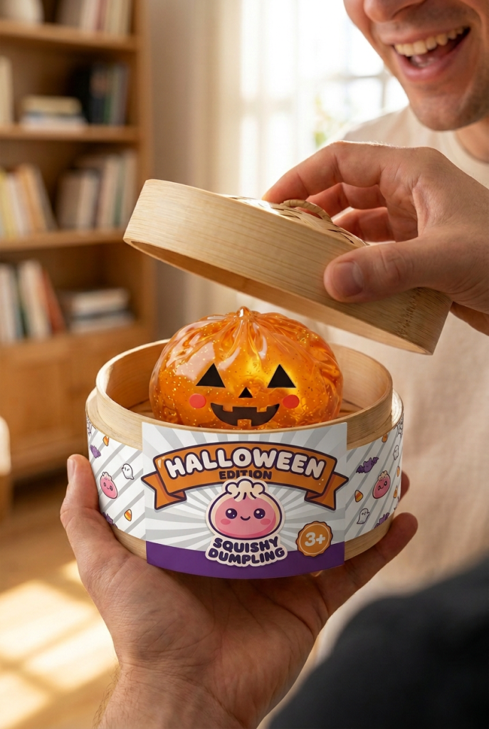 Unboxing de Squishy Dumpling Calabaza Halloween Luminoso