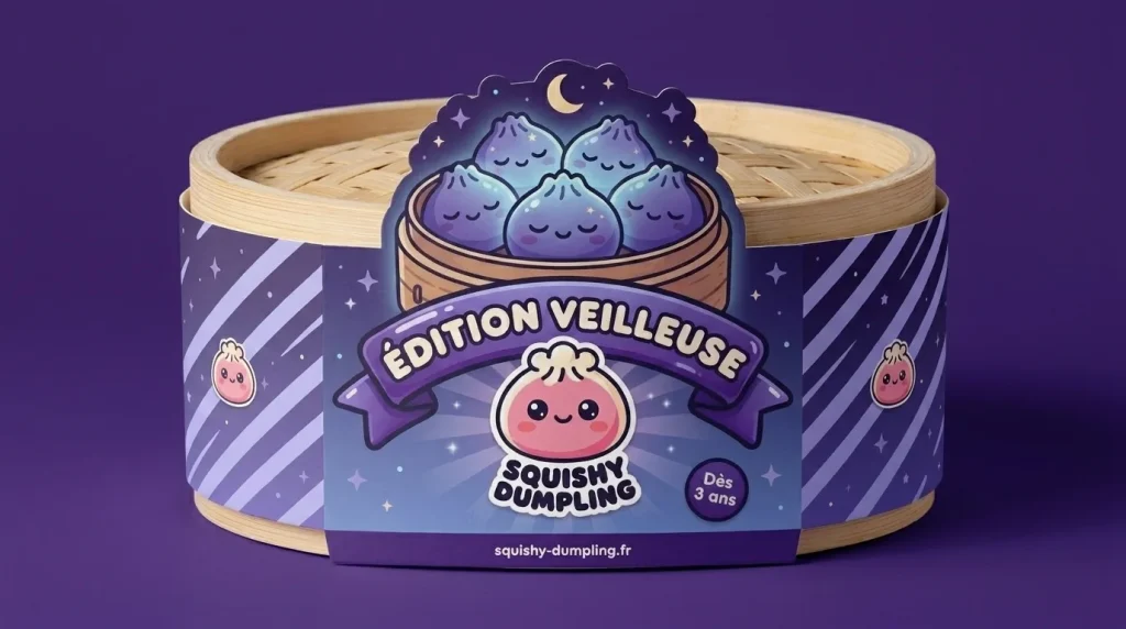 Dumpling Squishy Violeta Hinchado y Suave y un animal