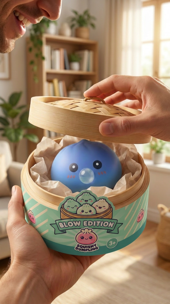 Unboxing de Dumpling Squishy Violeta Hinchado y Suave