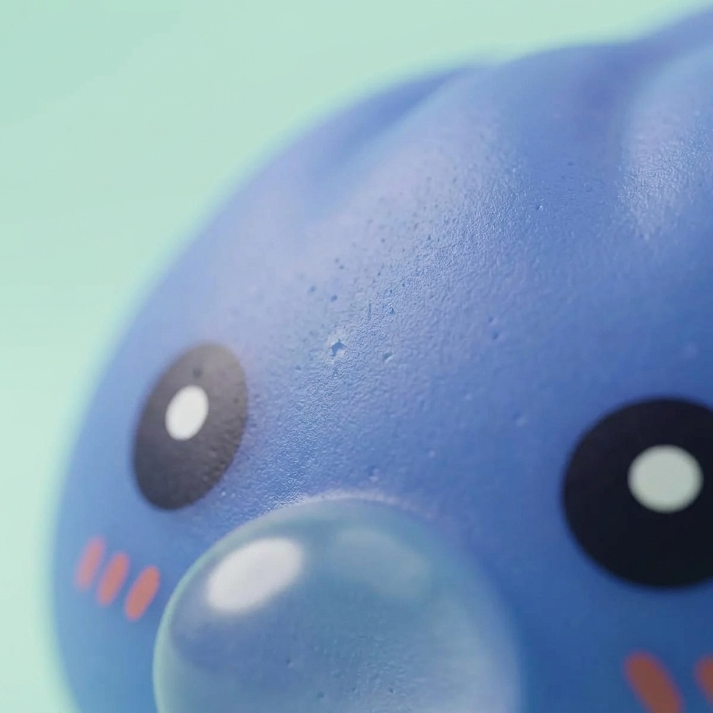 Dumpling Squishy Violeta Hinchado y Suave — primer plano macro de la textura