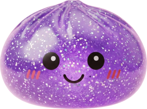 Glitter Dumpling Squishy Violeta Soñador — squishy antiestrés slow-rise kawaii