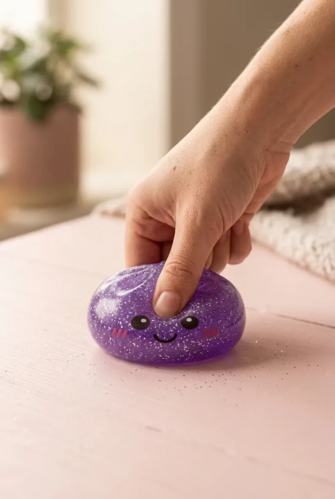 Glitter Dumpling Squishy Violeta Soñador apretado entre los dedos