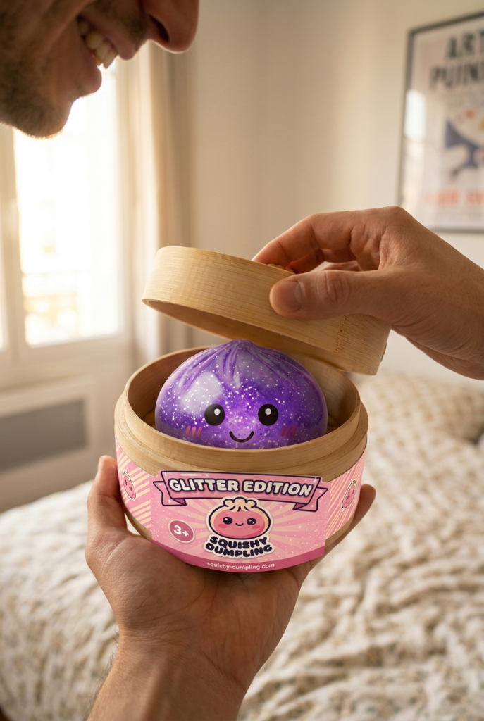 Unboxing de Glitter Dumpling Squishy Violeta Soñador