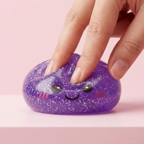 Glitter Dumpling Squishy Violeta Soñador apretado, material squishy