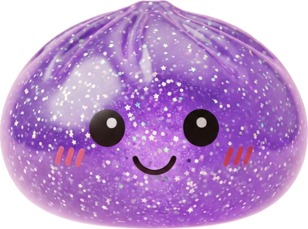 Glitter Dumpling Squishy Violeta Soñador — squishy antiestrés slow-rise kawaii