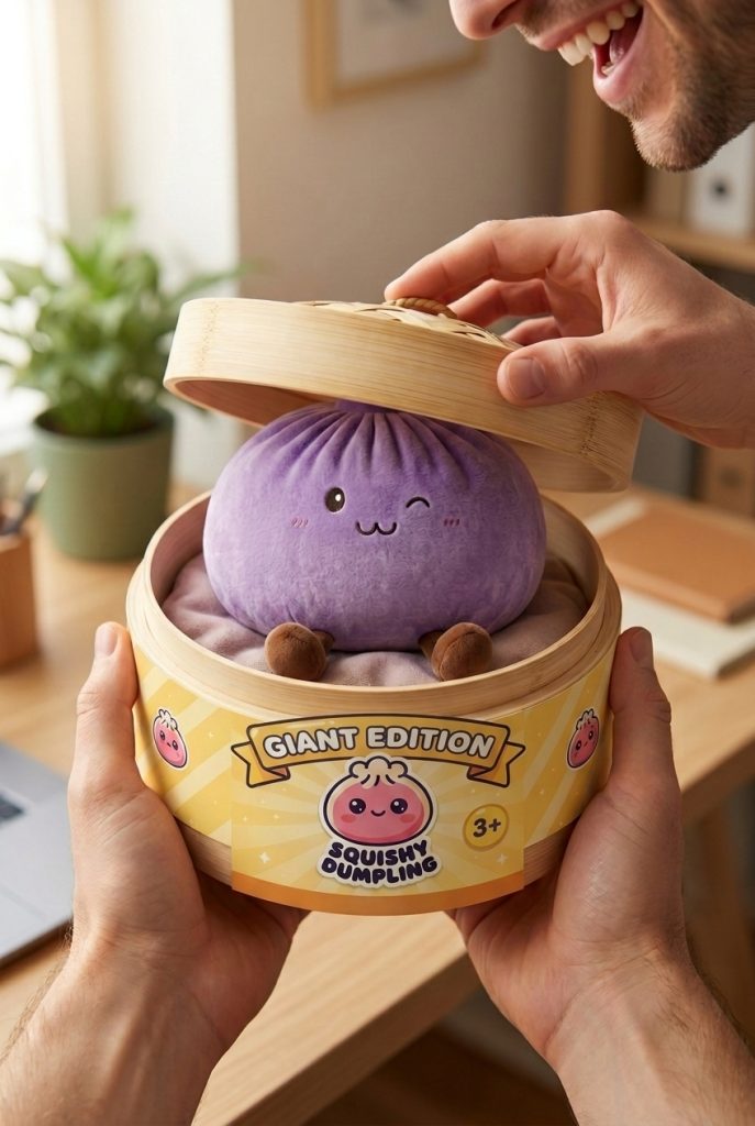 Unboxing de Dumpling Squishy Gigante Violeta