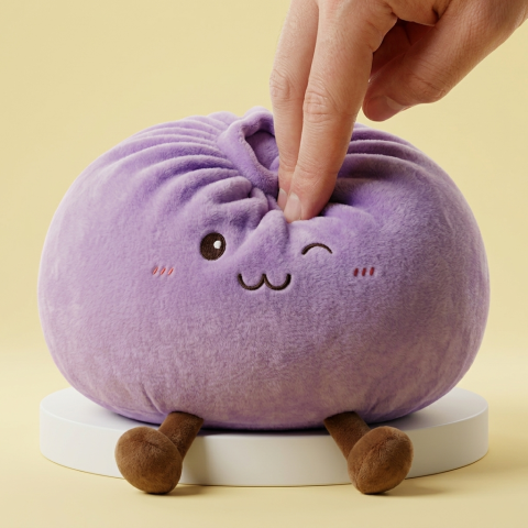 Dumpling Squishy Gigante Violeta apretado, material squishy