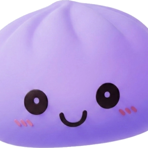 Dumpling Squishy Luz Nocturna Violeta Suave — squishy antiestrés slow-rise kawaii